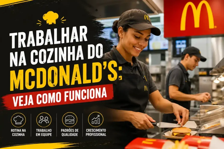 Funcionária do mc donald's trabalhando na cozinha