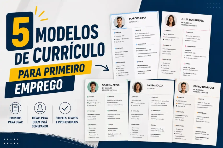 modelos de currículo para primeiro emprego prontos