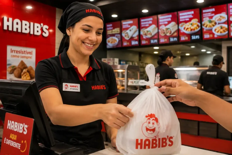 Atendente sorridente na Habib’s